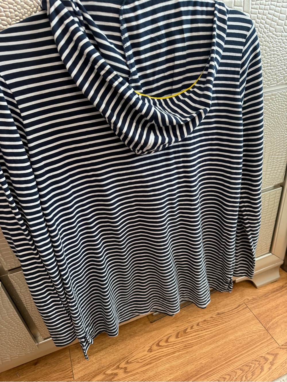 Lilla P Navy and White Striped Hooded Pullover with Yellow Trim - Picture 5 of 7